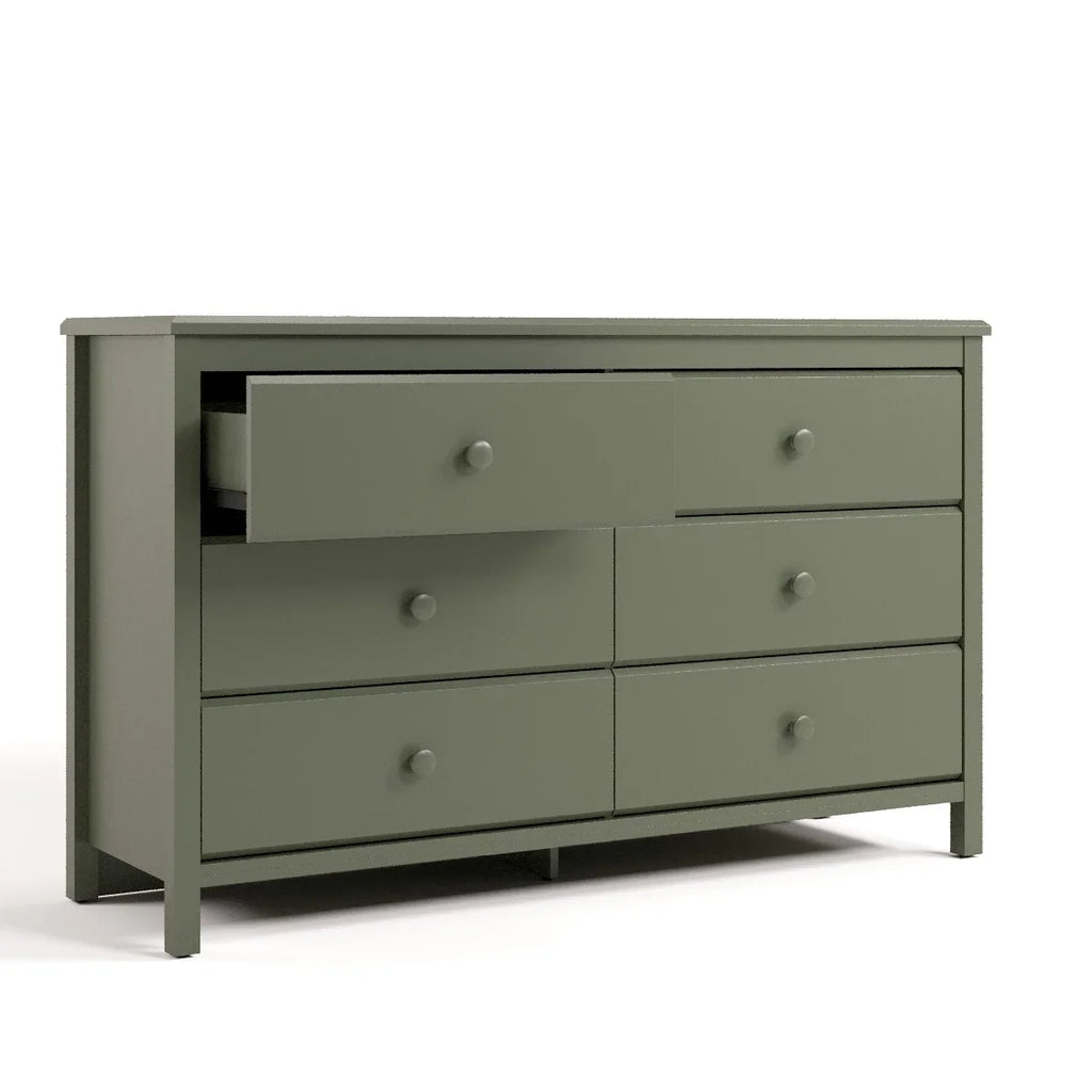 Storkcraft Alpine 6 Drawer Nursery Double Dresser, Olive