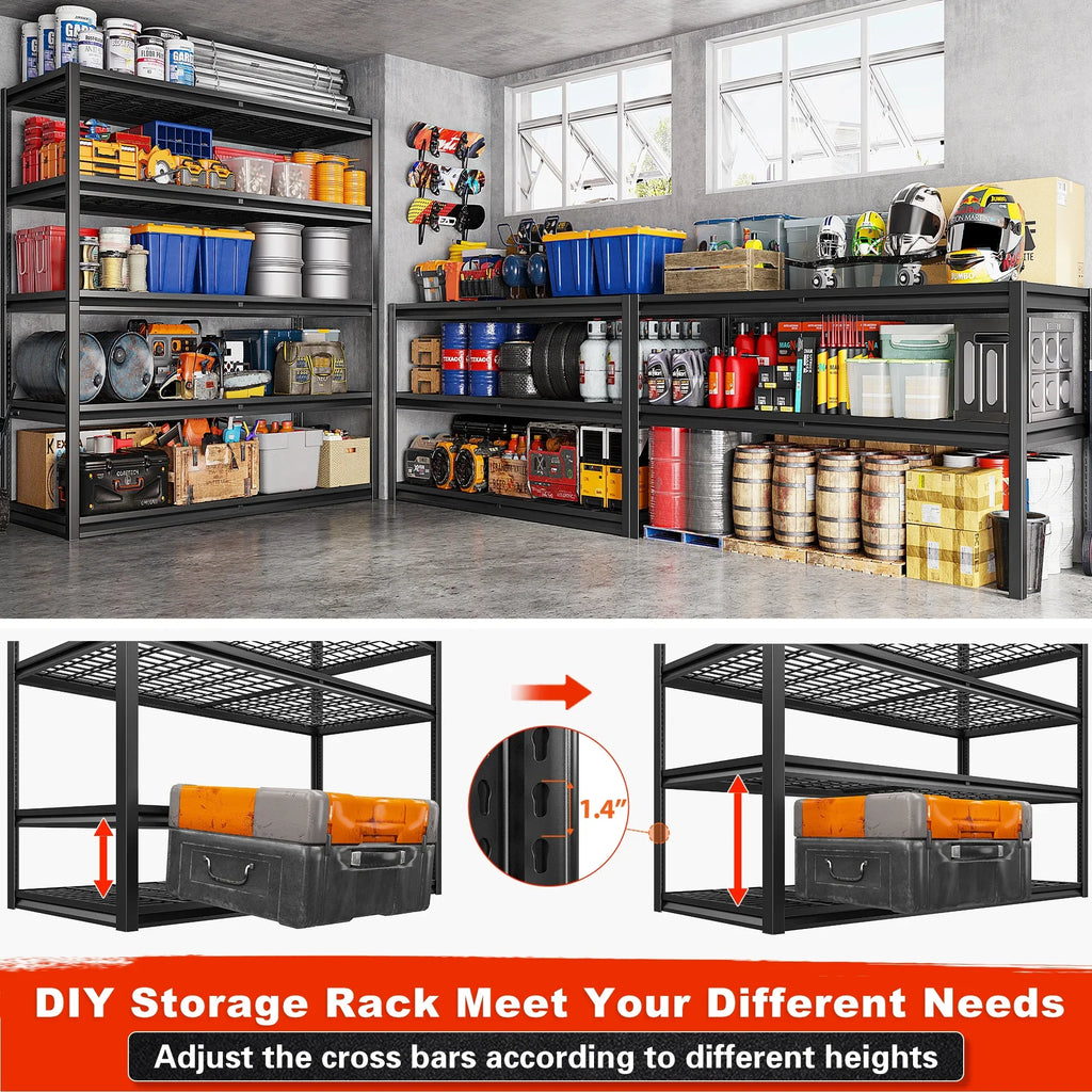 REIBII 55" W Wire Shelving Garage Shelves Heavy Duty 3000lbs Adjustable 5-Tier Storage Rack