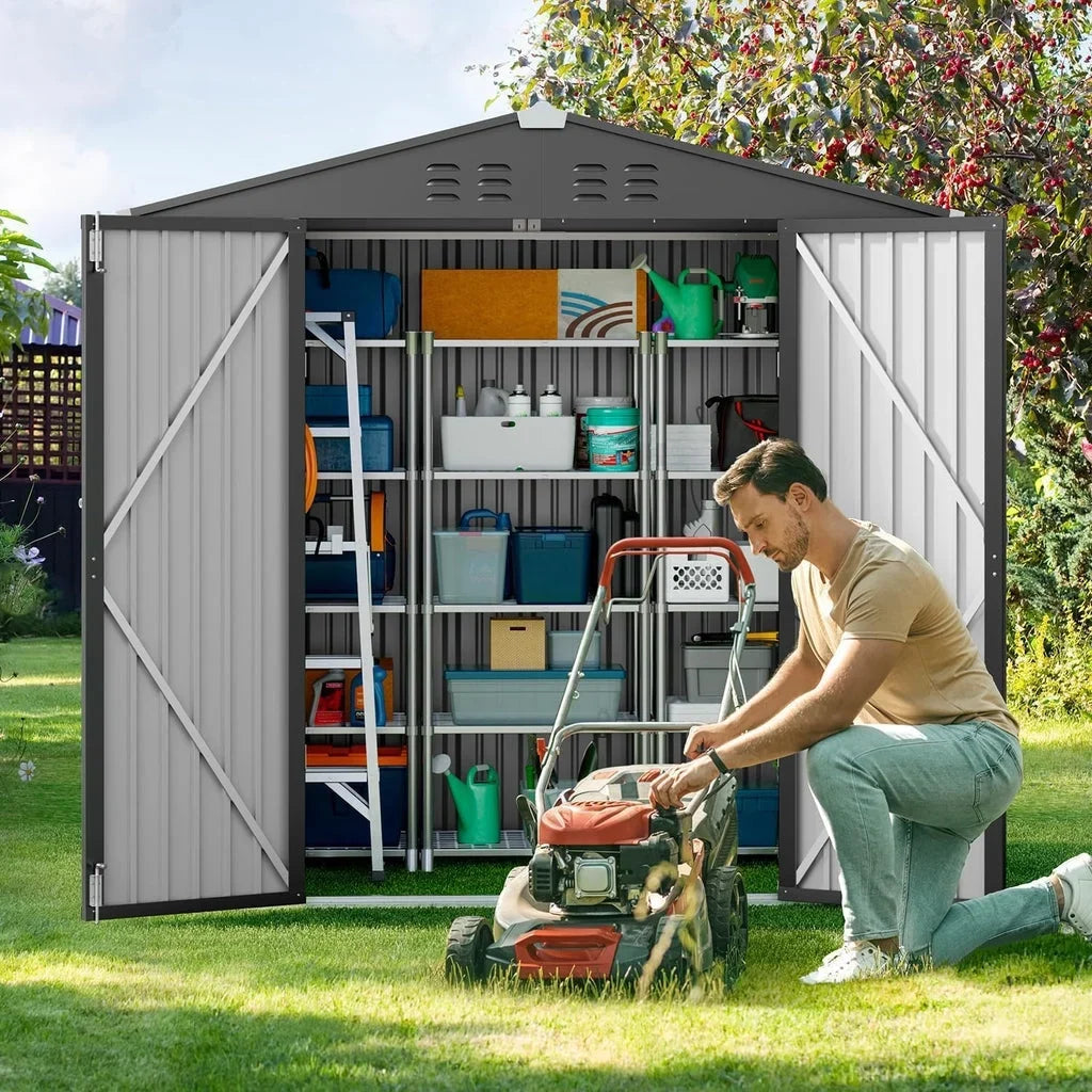 6' x 4' Outdoor Storage Shed on Sale, Aiho Shed & Outdoor Storage Clearance, Metal Storage Shed for Outside, Backyard, Garden & Patio - Dark Gray