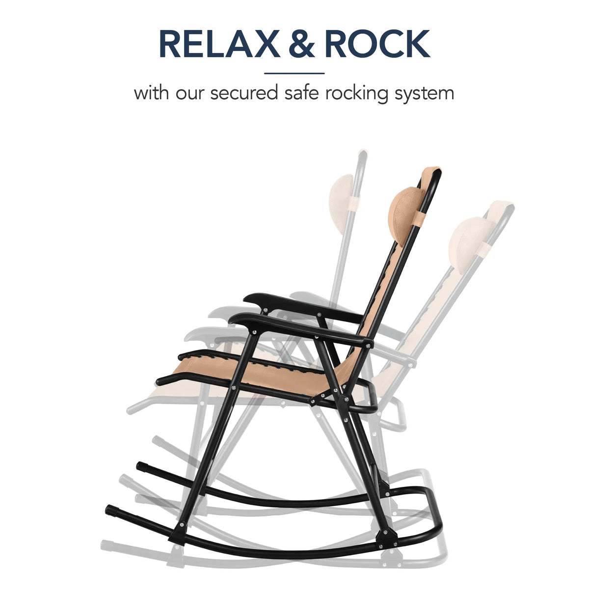 Best Choice Products Folding Outdoor Zero Gravity Rocking Lounge Chair w/ Headrest Pillow - Black