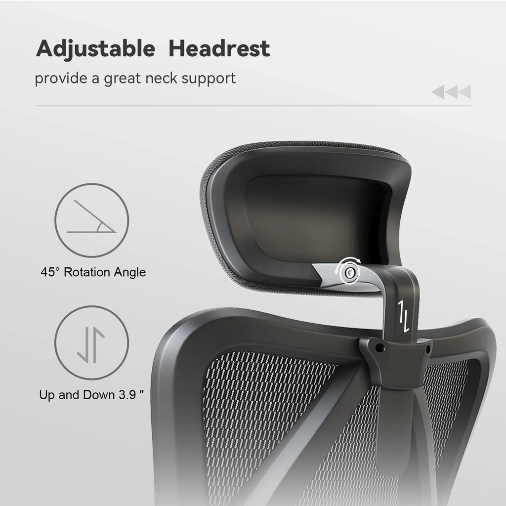 SIHOO M18 Mesh Ergonomic Office Chair with Adjustable Lumbar Support, High Back, Black