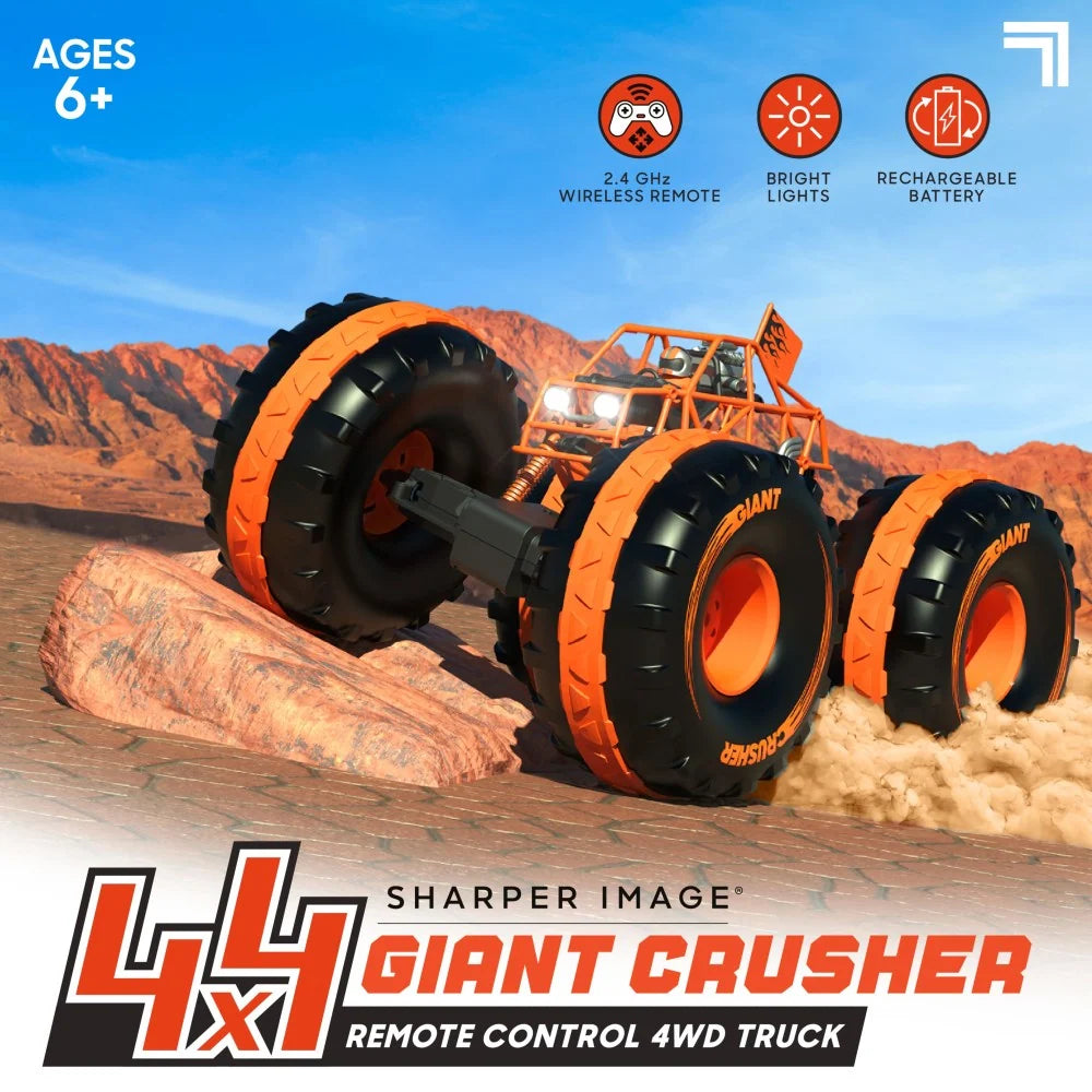 Sharper Image® 4×4 Giant Crusher Remote Control 4WD Truck. High-Speed Off-Road Monster Truck. Orange