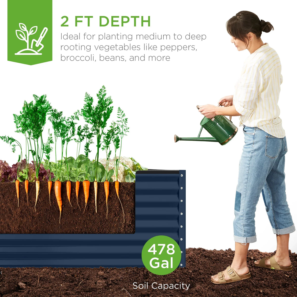 Best Choice Products 8x4x2ft Outdoor Metal Raised Garden Bed, Planter Box for Vegetables, Flowers, Herbs - Gray