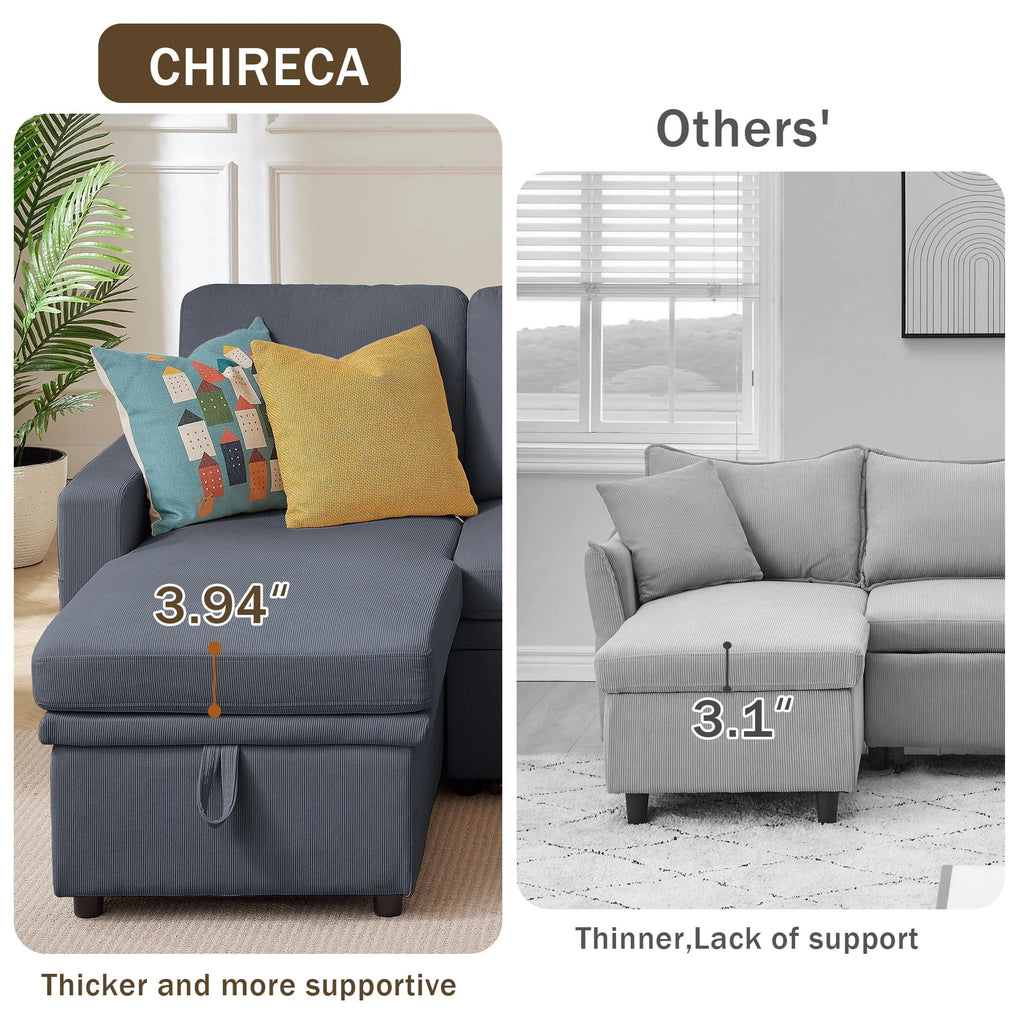 Pingliang Home Pull Out Sleeper Sofa Bed Sectional Sofa with Storage Chaise,L Shaped Sectionals Couches with Side Pockets,Modern Linen Reversible Sofa Couch for Living Room Apartment Office Studio