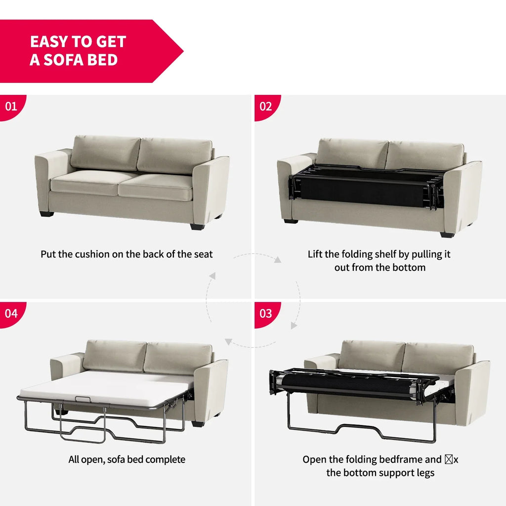 Mjkone Queen Pull Out Sofa Bed,Loveseat Sleeper Sofa with Mattress,2-in-1 Convertible Sleeper Couch,Dark Grey