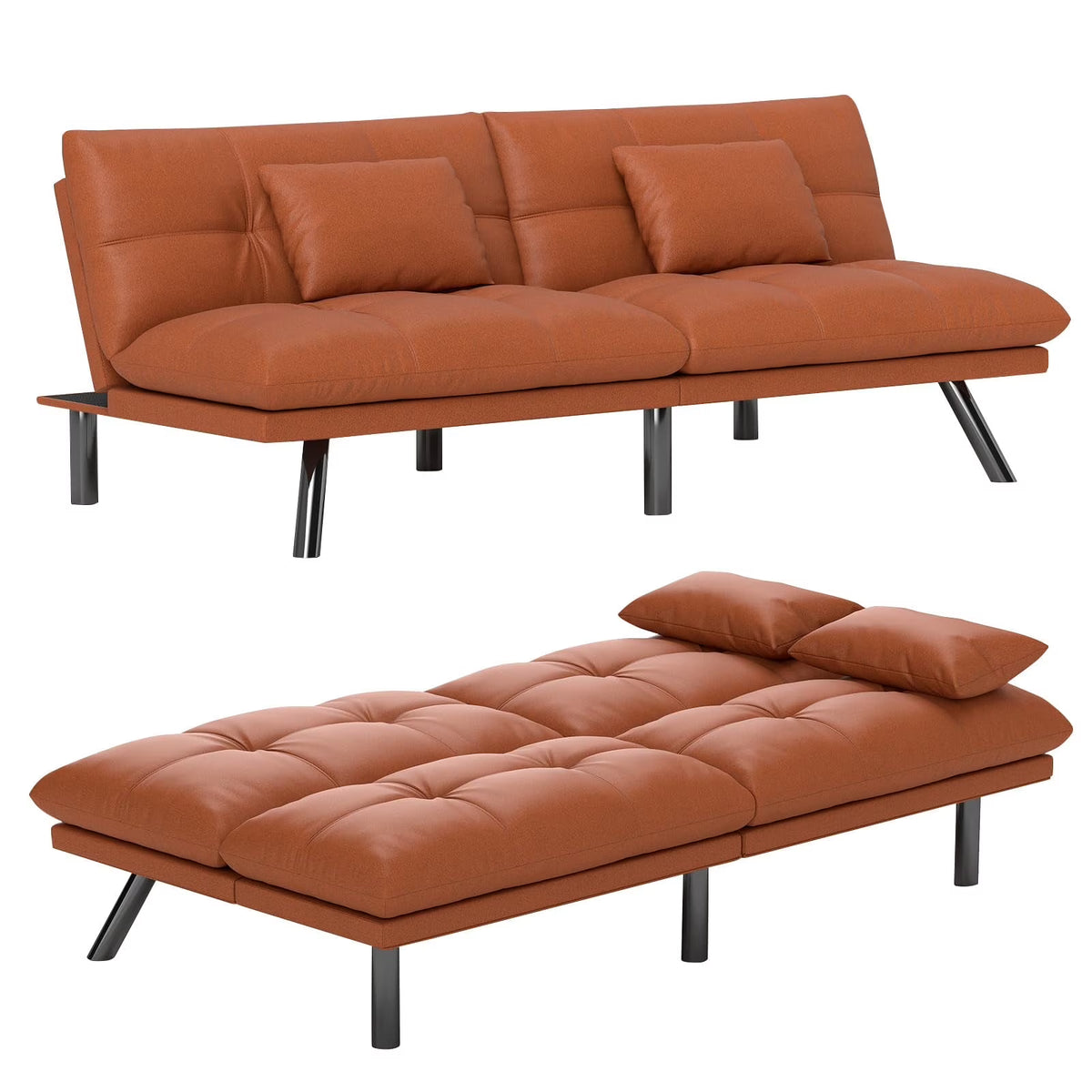 70"" Convertible Futon Sofa Bed Folding Bed Sleeper Couch for Living Room, Small Space or Office, Light Grey