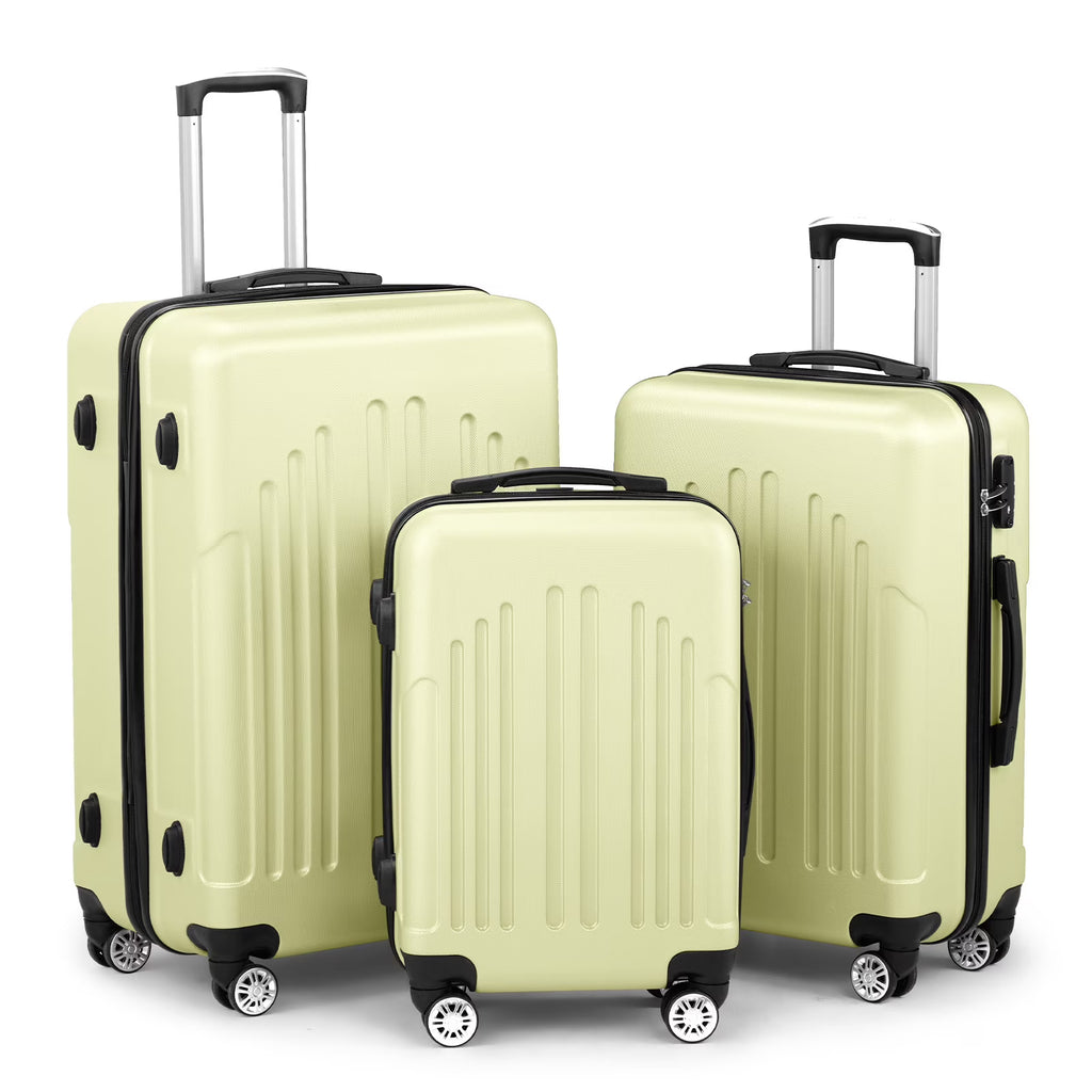 Red 3-Piece Hardshell Spinner Luggage Set (20in, 24in, 28in) - Large ABS Suitcase Set with 8 Wheels, Lightweight & Durable for Travel