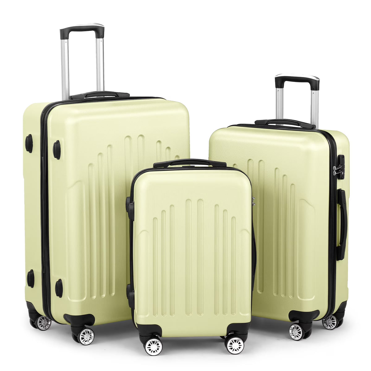 Red 3-Piece Hardshell Spinner Luggage Set (20in, 24in, 28in) - Large ABS Suitcase Set with 8 Wheels, Lightweight & Durable for Travel
