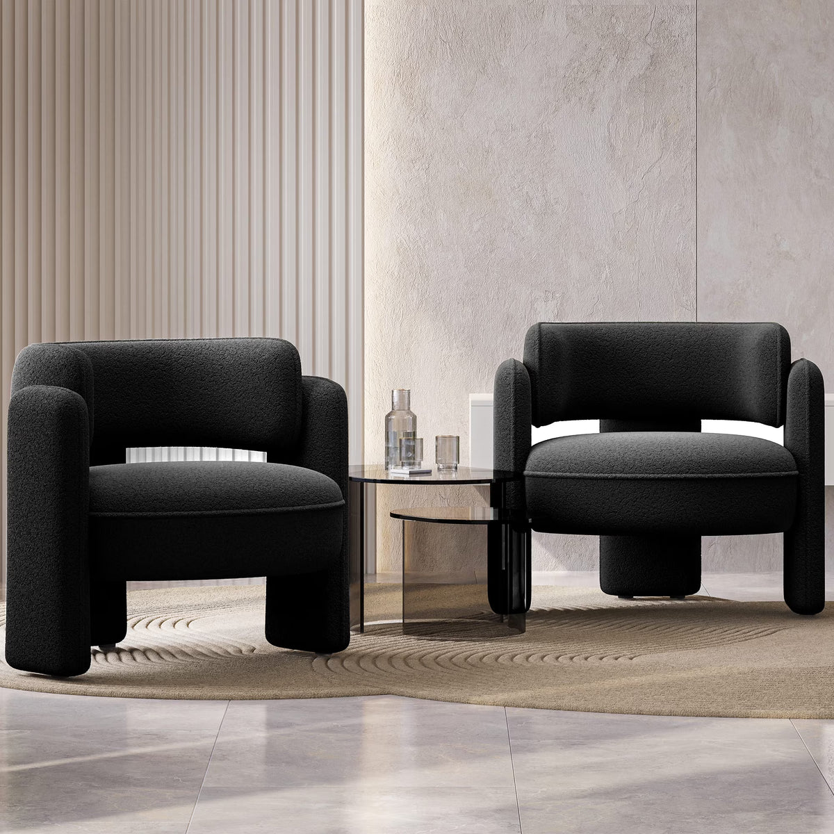 BELLEZE Sherpa Boucle Chair, Modern Barrel Accent Chair Comfy Round Upholstered Armchair Accent Side Chair for Living Room, Bedrooms, Corner - Quinton"White"