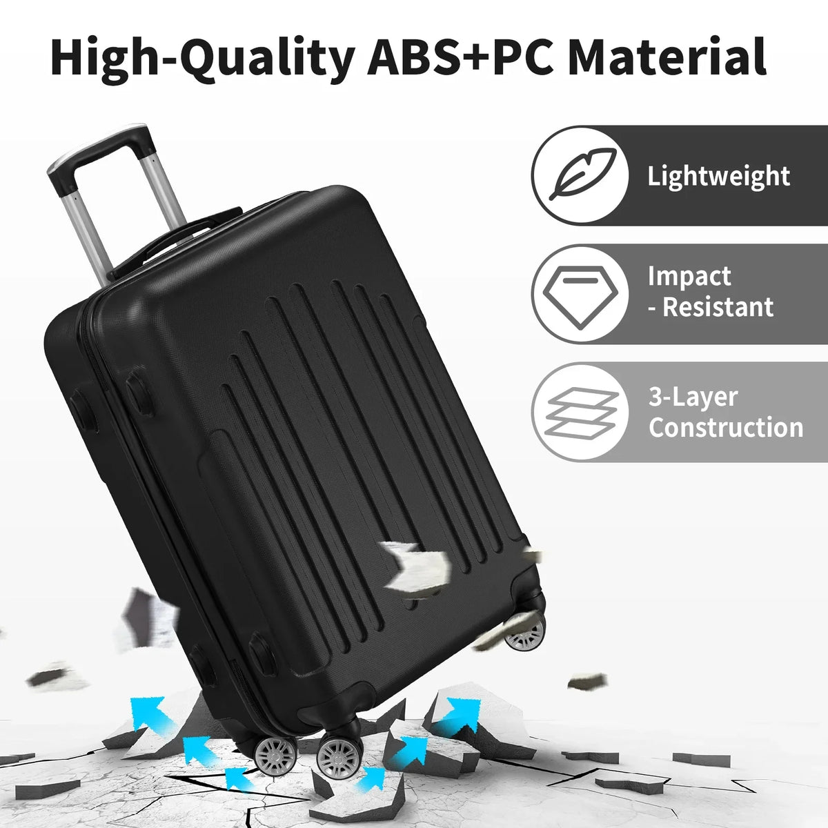 Red 3-Piece Hardshell Spinner Luggage Set (20in, 24in, 28in) - Large ABS Suitcase Set with 8 Wheels, Lightweight & Durable for Travel