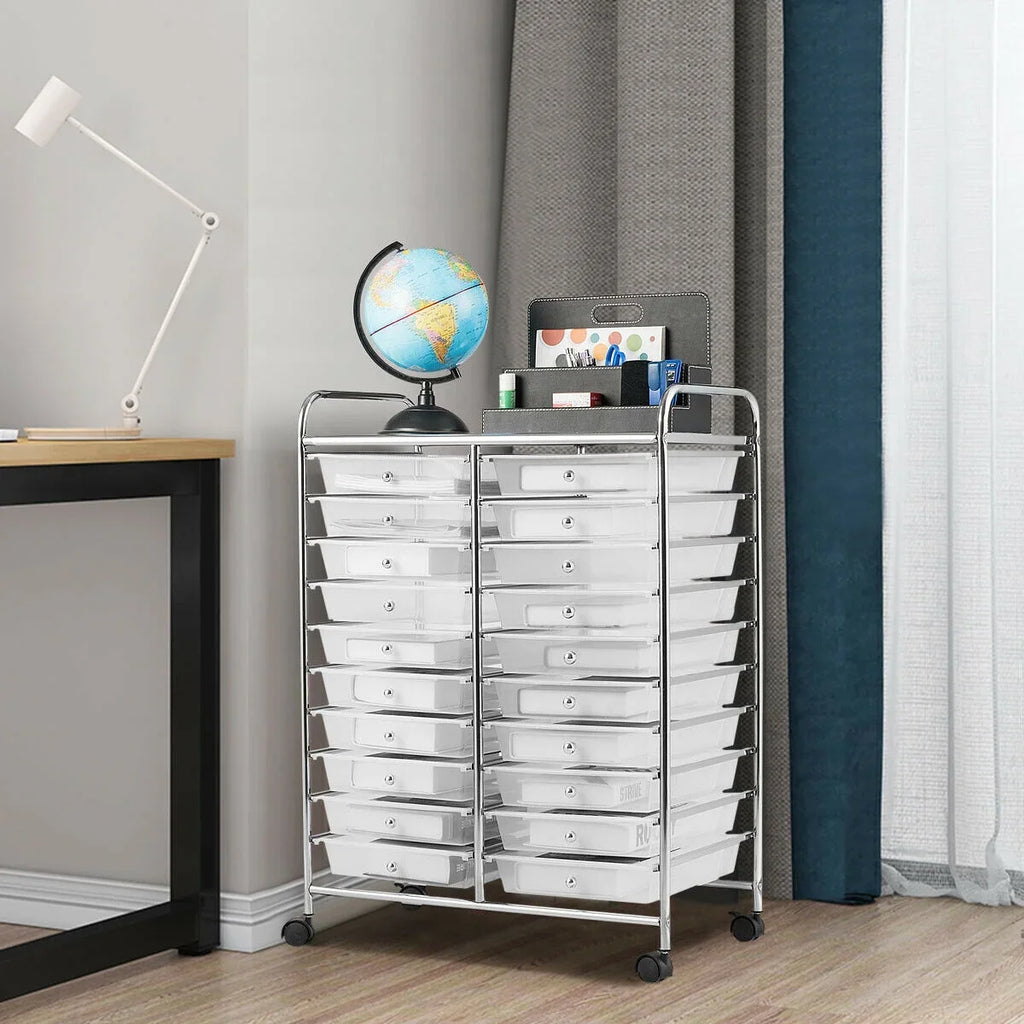 Gymax Office Rolling Cart 20 Storage Drawers Scrapbook Paper Studio Organizer Mutlicolor