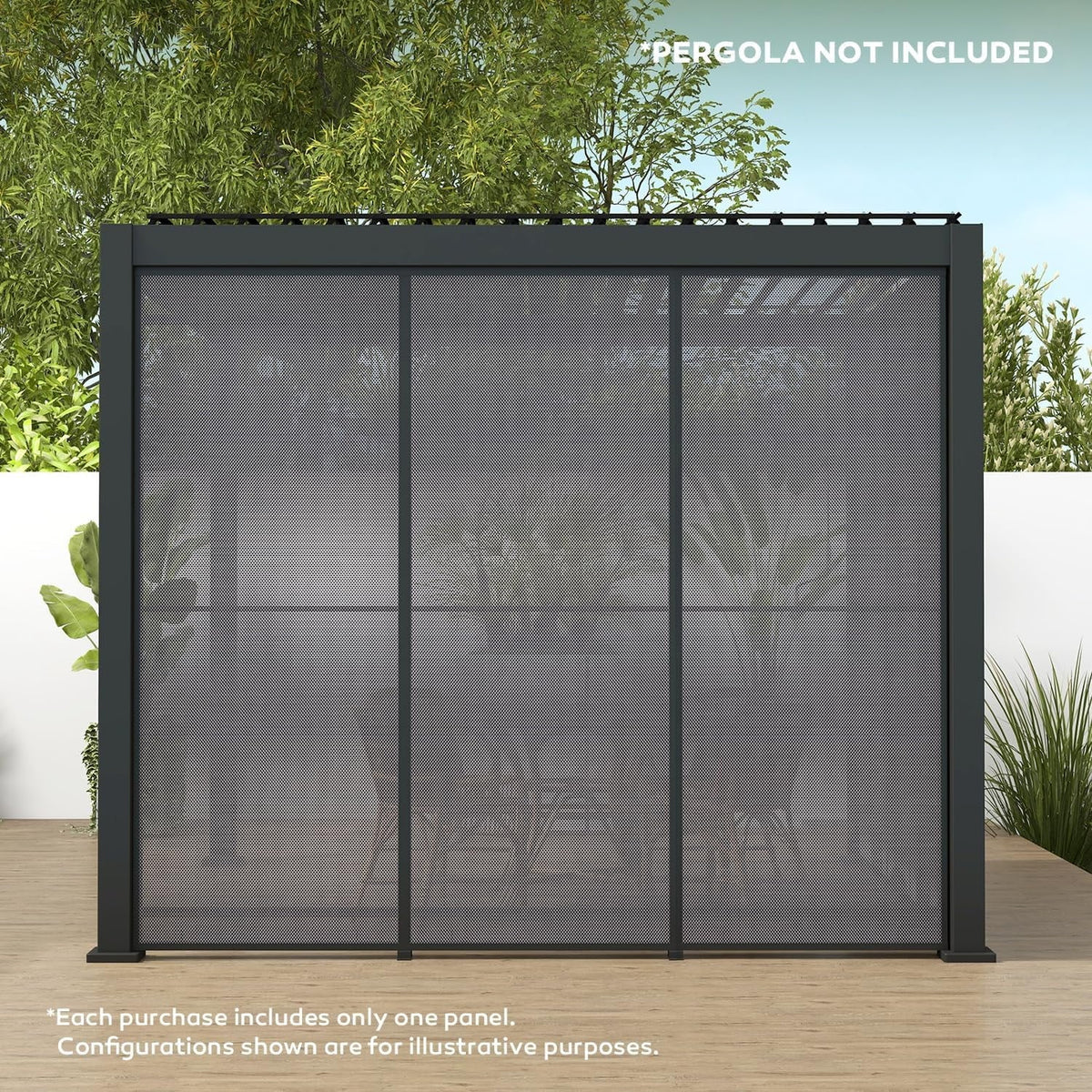 Mirador 111S Pergola Accessories, 1/3 10' Side Aluminum Deco Wall Screen, Charcoal (Not Pergola)