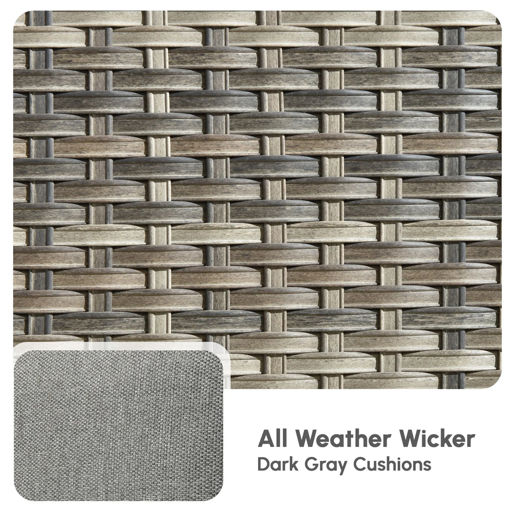 Ovios 5 Pieces Outdoor Patio Furniture Set Wicker Rattan Outdoor Conversation Comfortable Sectional Sofa with Steel Frame, Grey