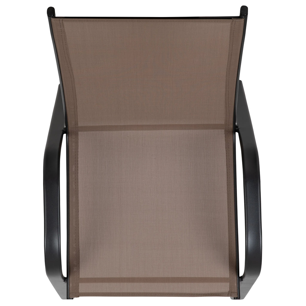 Emma + Oliver 4 Pack Gray Outdoor Stack Chair with Flex Comfort Material - Patio Stack Chair