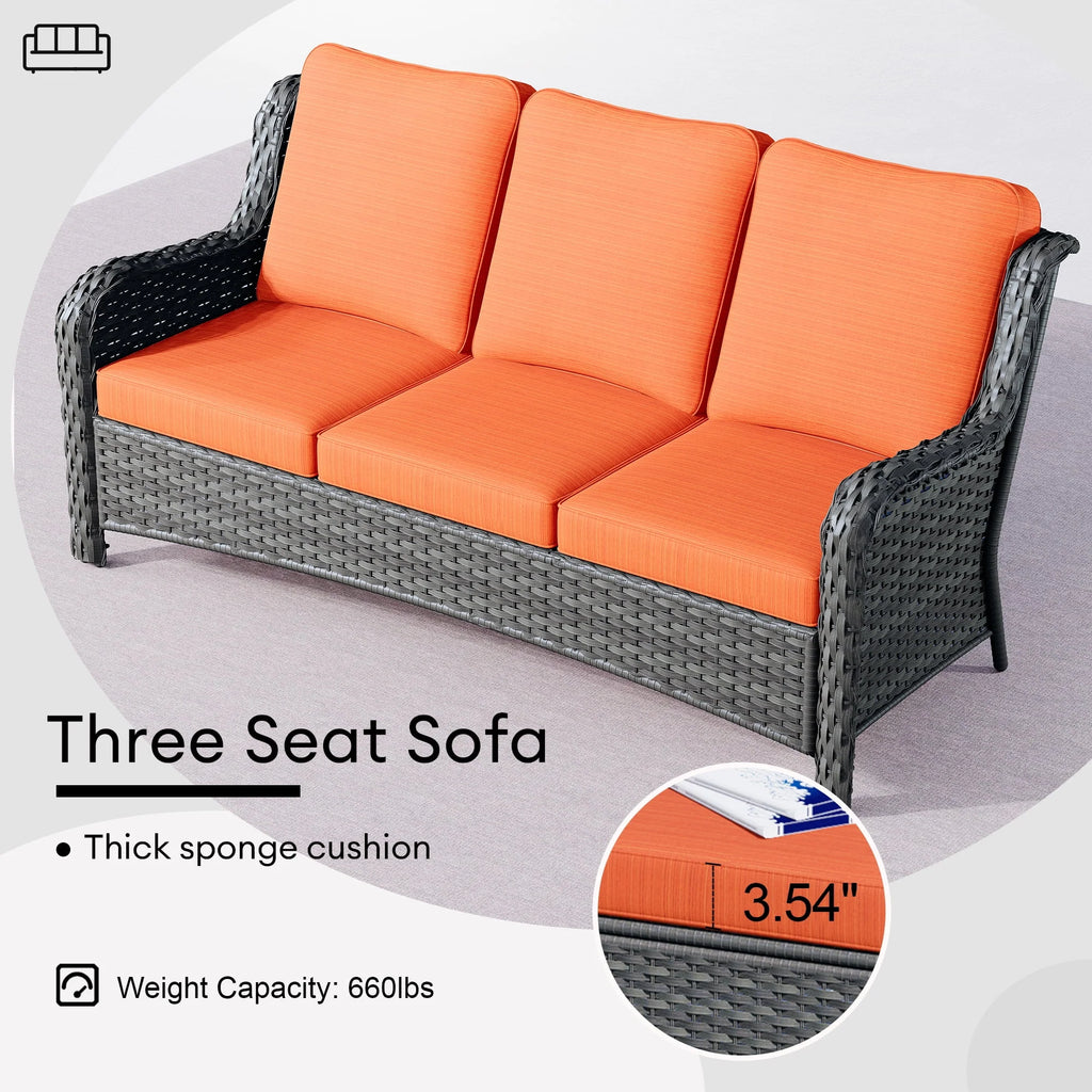 Ovios 8-Piece Wicker Outdoor Sectional Patio Set with Swivel Chairs and Loveseat, Gray