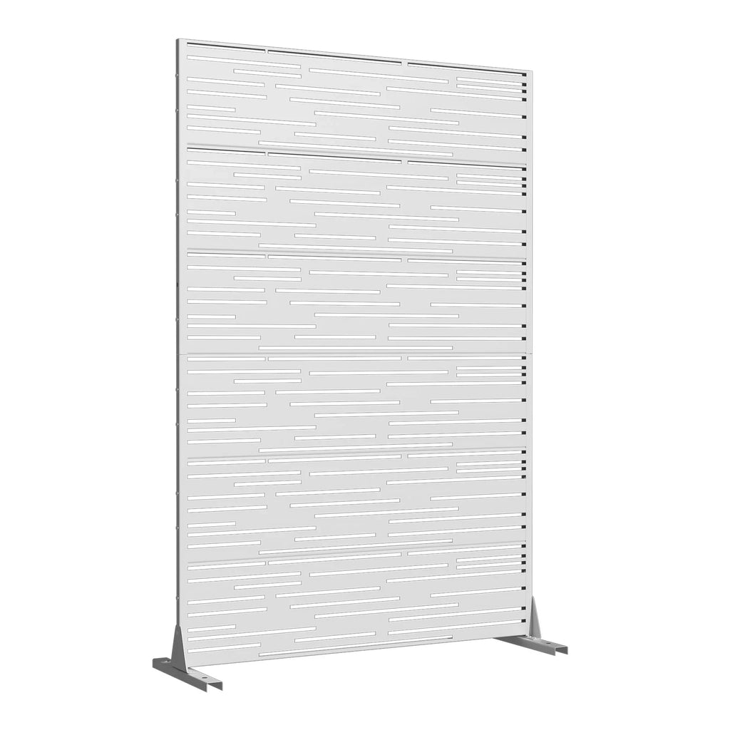 MAYEERTY 72" 47in Outdoor Privacy Screen with Stand Metal Balcony Decorative Screen, Black