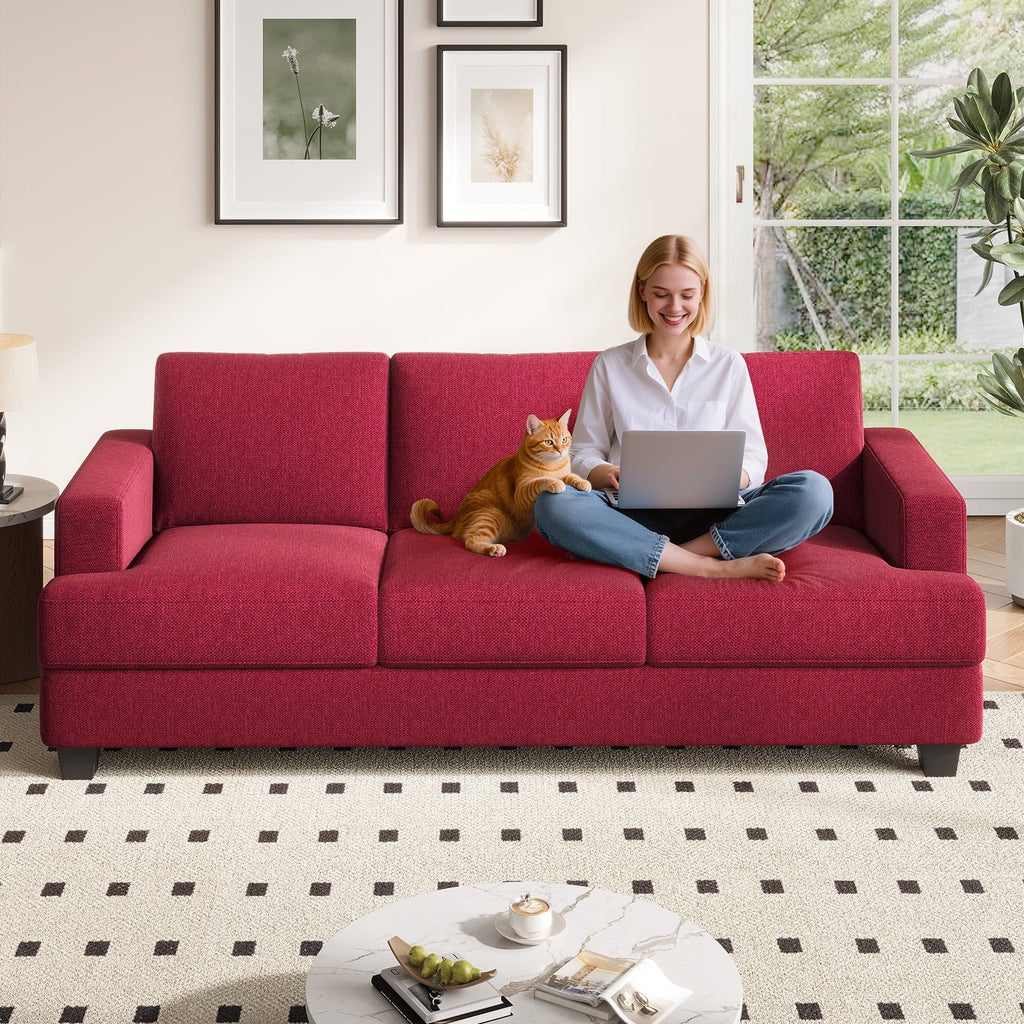 BLAZANT 3 Seater Sofa Oversize, 89" Extra Large Size Sofa Couch with Extra Deep Seats, Modern Loveseat Sofa, Comfortable Fabric, Easy to Install, for Living Room Apartment Lounge, Brown