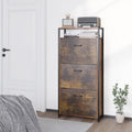 HAIOOU Shoe Storage Cabinet, Wood Shoe cabinet with Adjustable Shelf for Entryway with 3 Flip Drawers,Rustic Brown