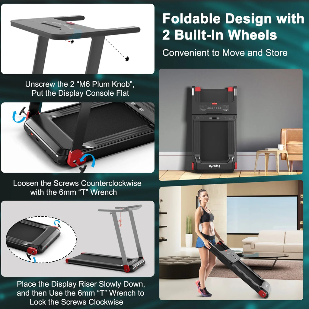 Gymax Electric Folding Treadmill Portable Cardio Running Machine w/ APP Control Red