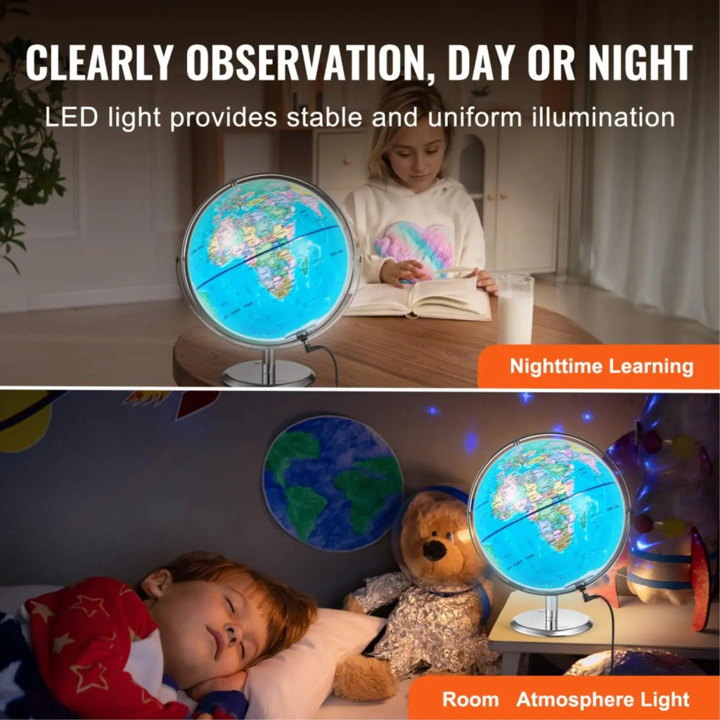 Interactive 9 Talking World Globe for Kids with Smart Talking Pen, Educational Learning Toy with LED Night Light, Perfect Gift for Boys & Girls