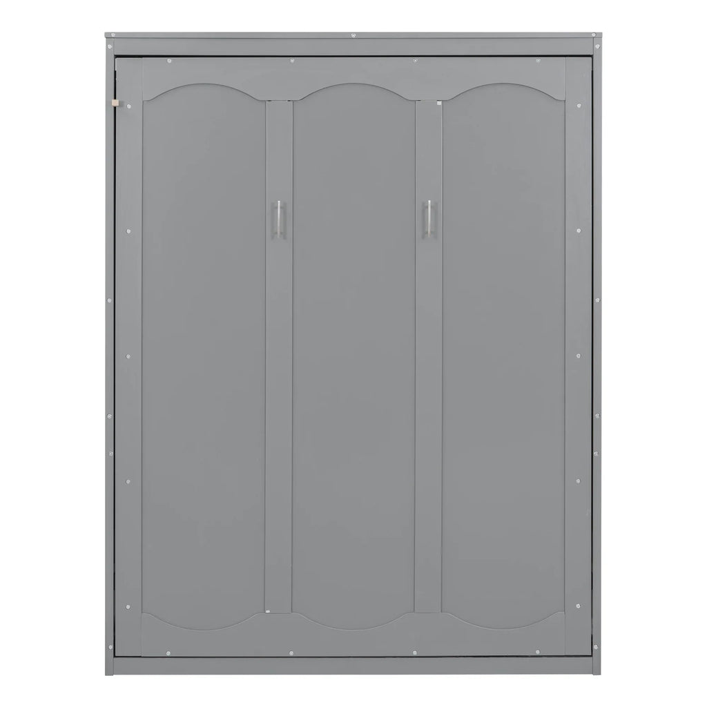 Harper & Bright Designs Full Size Murphy Bed with Shelves, Foldable Wall Bedframe w/Flexible Slats Support, Space-Saving Design, Can Be Folded Into Cabinet, White