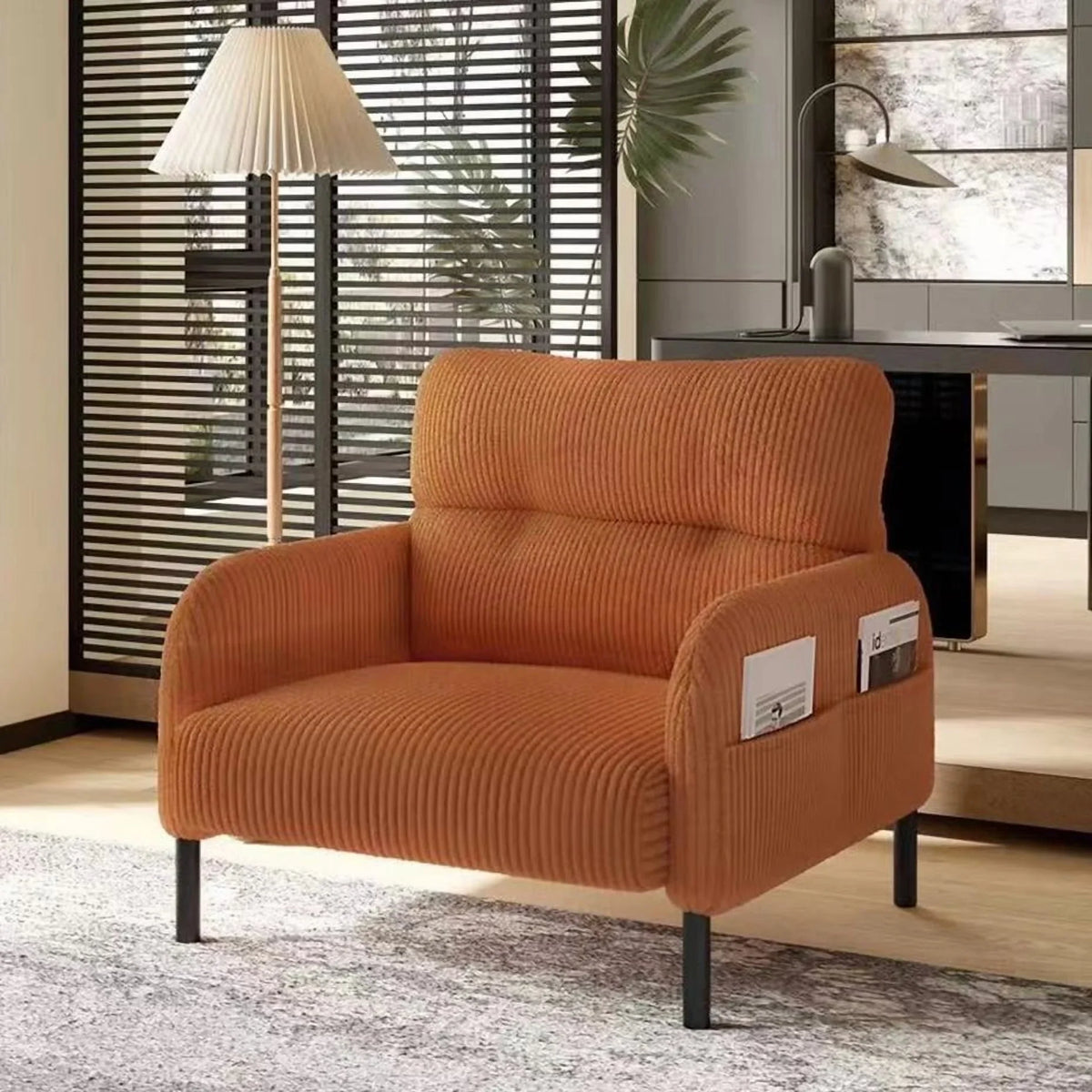 Modern Accent Chair,Armchair,Corduroy Fabric Sofa Chairs,Upholstered Armchair for Living Room,Bedroom,Office,Olive Green