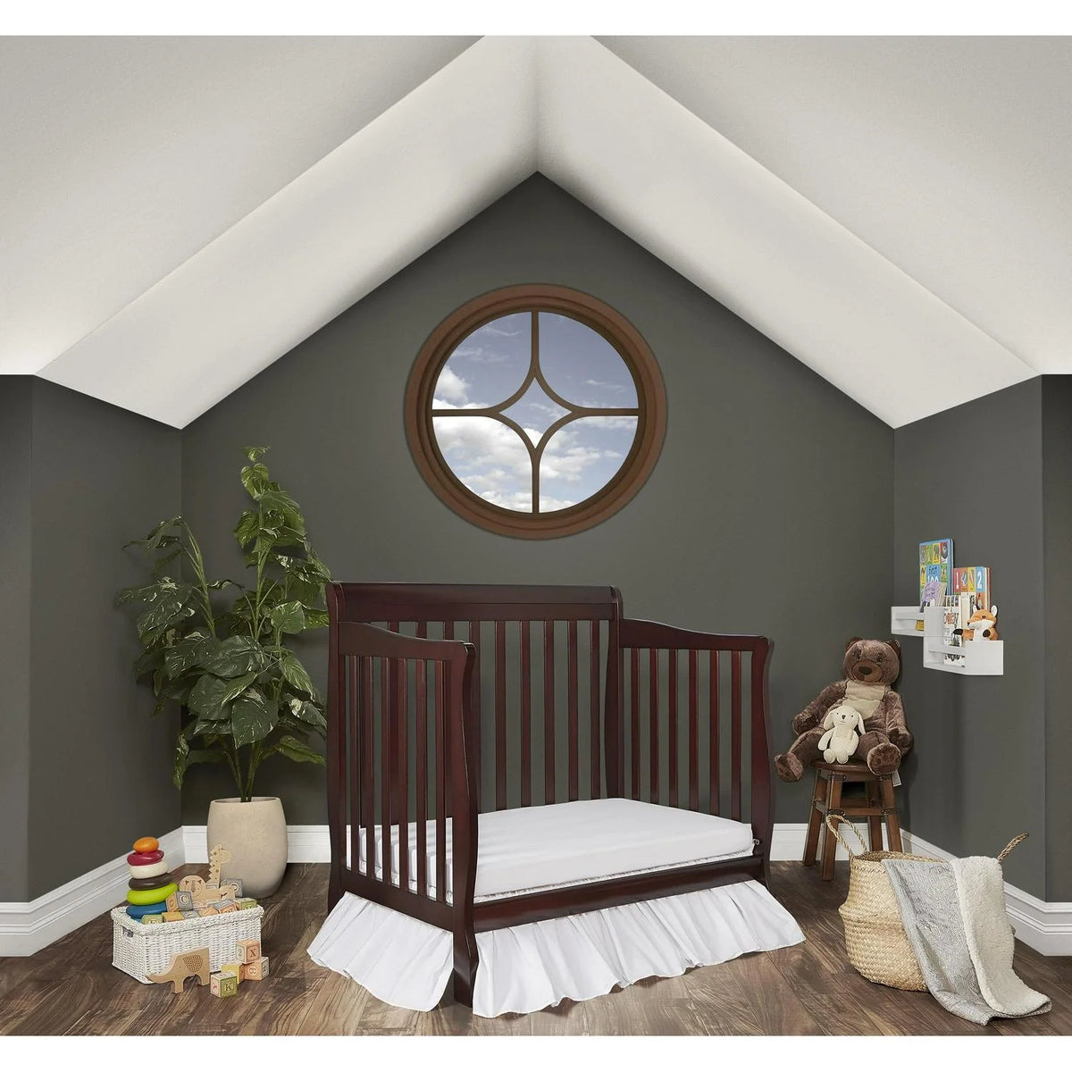 Dream On Me Aden 4-in-1 Convertible Mini Crib Espresso