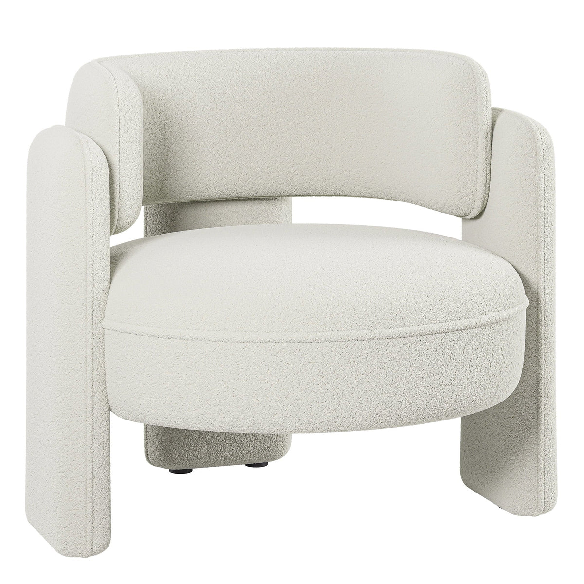 BELLEZE Sherpa Boucle Chair, Modern Barrel Accent Chair Comfy Round Upholstered Armchair Accent Side Chair for Living Room, Bedrooms, Corner - Quinton"White"