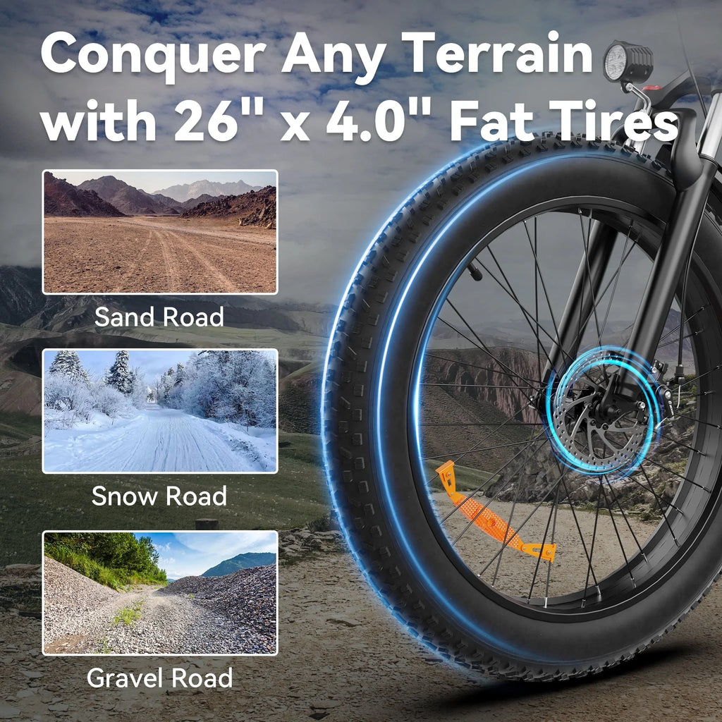 SUNTIBYE EB26 26" Fat Tire E Bike for Adults Set of 2, 1500W Electric Mountain Bikes, 28MPH Off-road Ebike, 48V 15Ah UL2849, Black