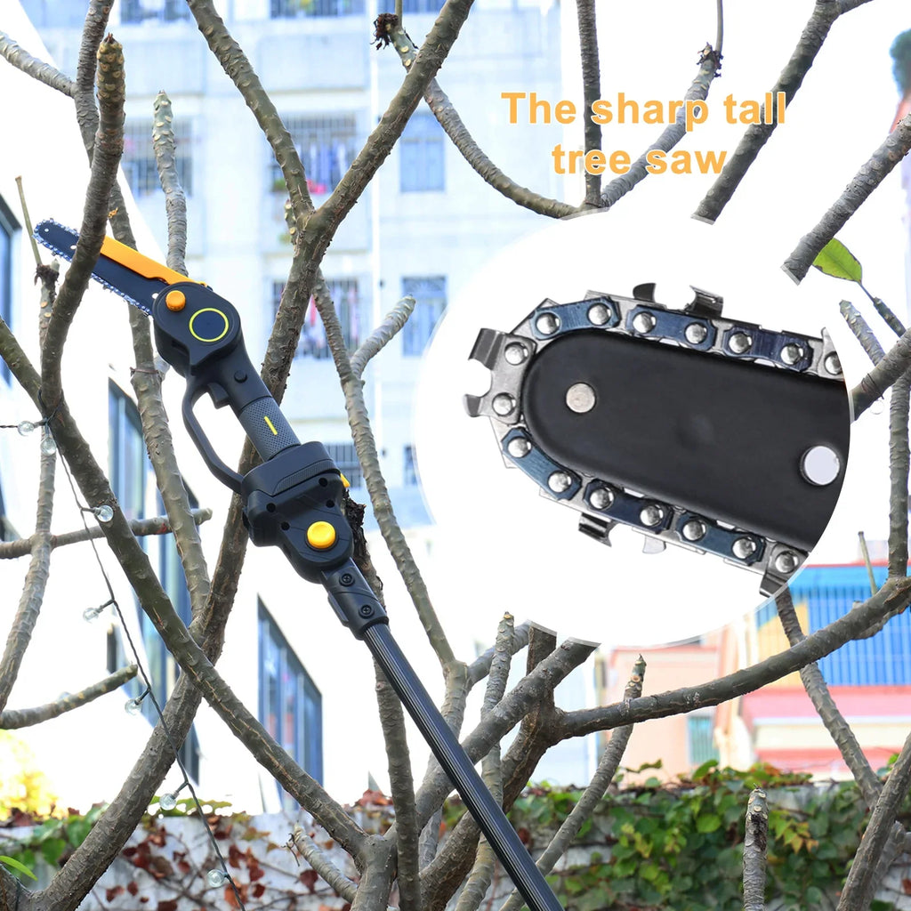 AOJA 2-in-1 Cordless Pole Saw & Mini Chainsaw,6 Inch Brushless Chainsaw with 2 x 2.0Ah Batteries,14.1 FT Max Reach Pole Saw for Tree Trimming, Wood Cutting