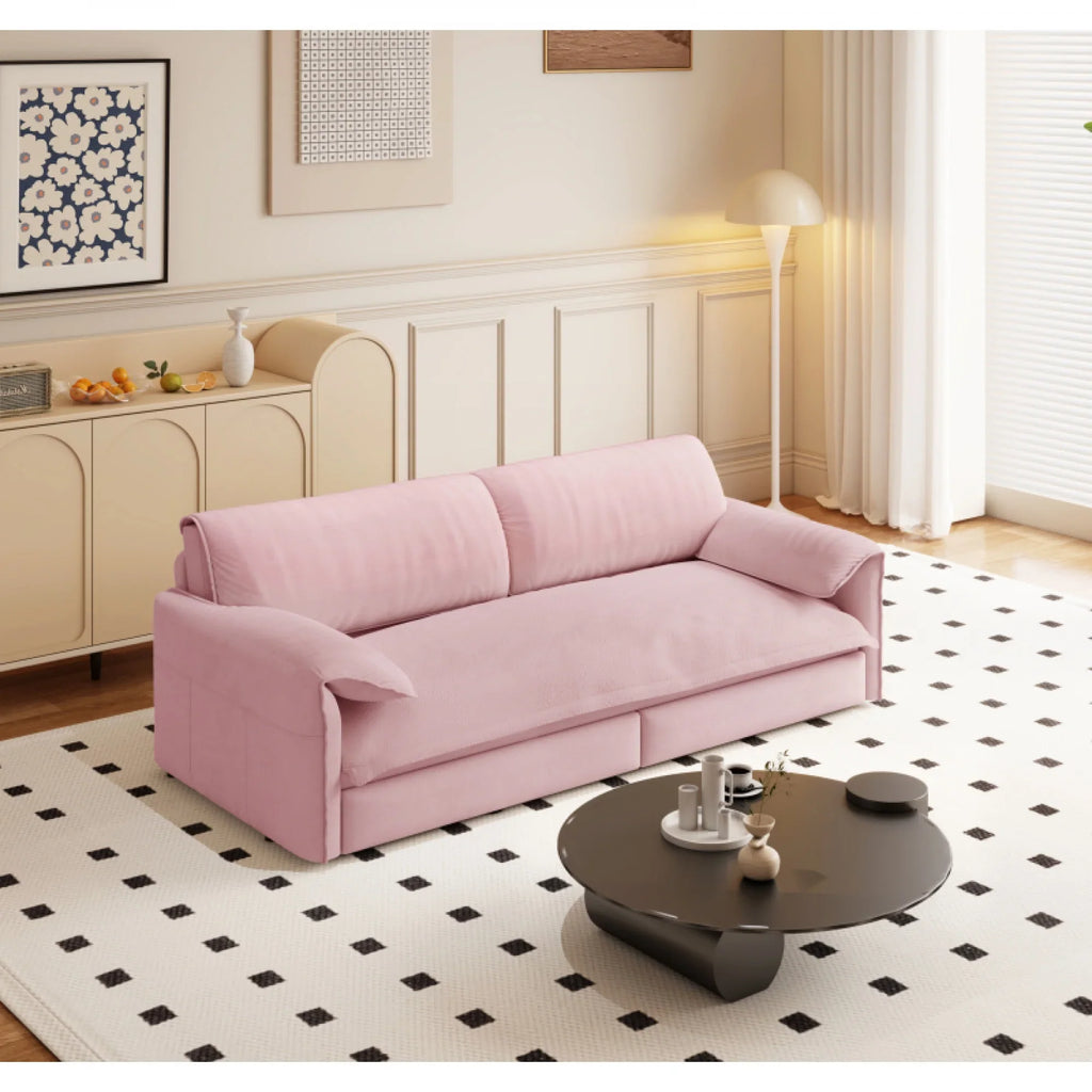 66" Queen Pull Out Sofa Bed, 3-in-1 Convertible Sleeper Sofa with Side Storage,Multi-Functional Velvet Loveseat Bed for Living Room,Bedroom