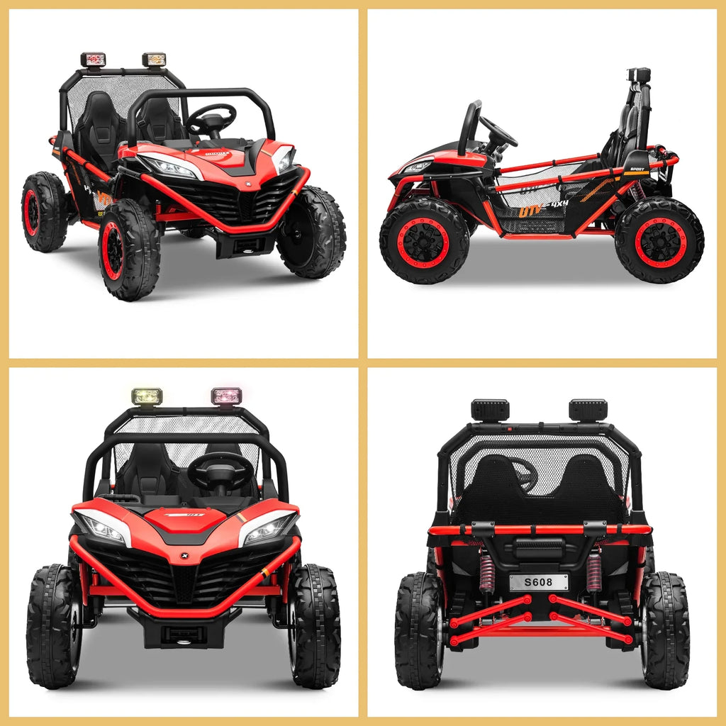 OTTORD 24 V Ride on Car UTV 2 Seater, 2x200W Electric Car Truck with Metal Frame, Brake&Gas Pedal, EVA Tires,3 Speed (Purple Pink)