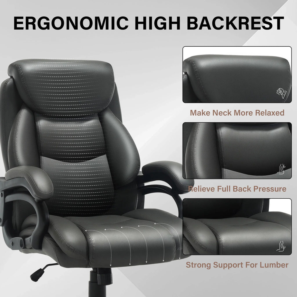 JONPONY Big and Tall Office Chair 500LBS Wide Seat Ergonomic Computer Desk Chair High Back Executive Leather Chair Adjustable Task Chair Lumbar Back Support 8 Hours Heavy Duty Design,Black