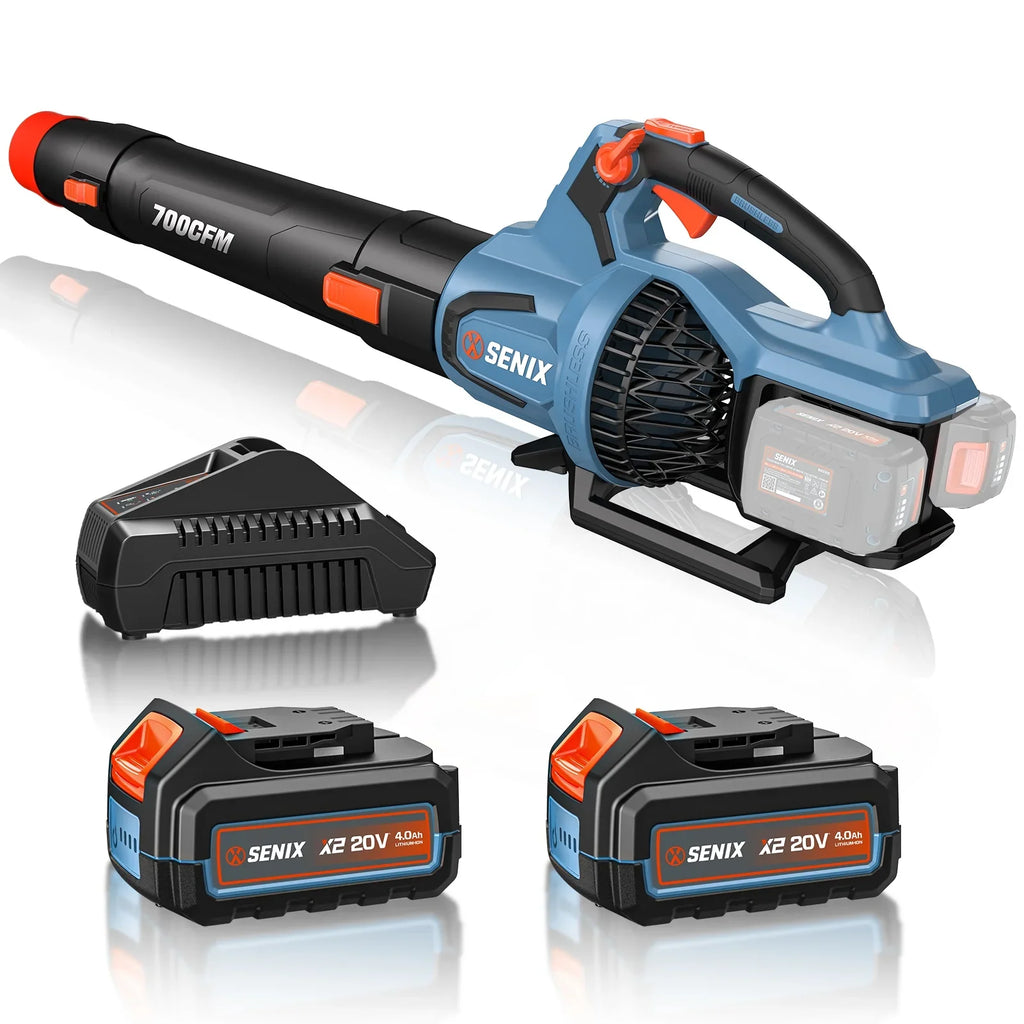 SENIX X6 60V Max* Brushless Cordless Leaf Blower with 4.0 Ah Battery and Charger, Variable Speed Up to 810CFM 170MPH, BLAX6-M1