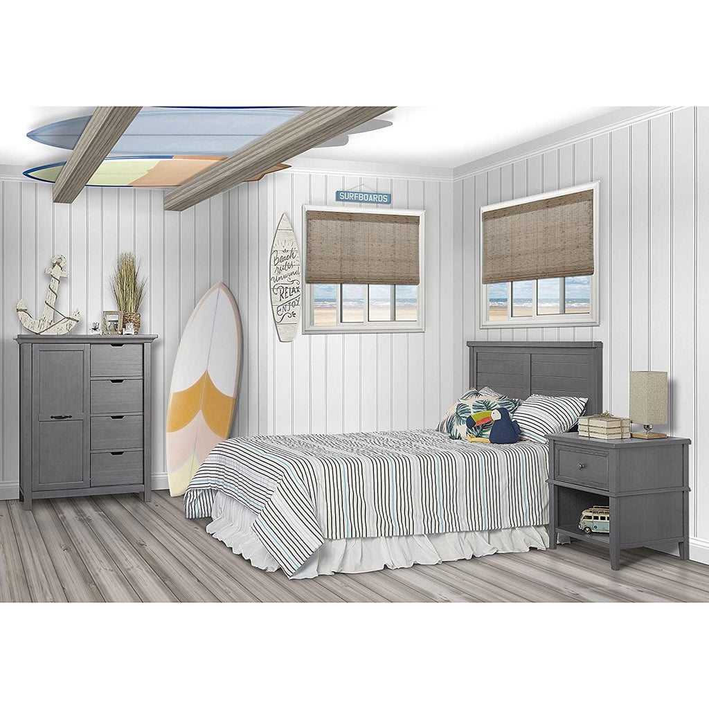 Evolur Belmar Flat 5-in-1 Convertible Crib. Rustic Grey