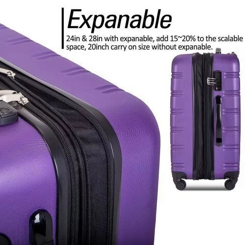 Expandable Suitcase Set of 3 with Double Spinner Wheels, Indestructible PP Material Hard Shell Luggage Sets TSA Lock, Carry on Expandable, Lightweight,20" 24' 28",Pink