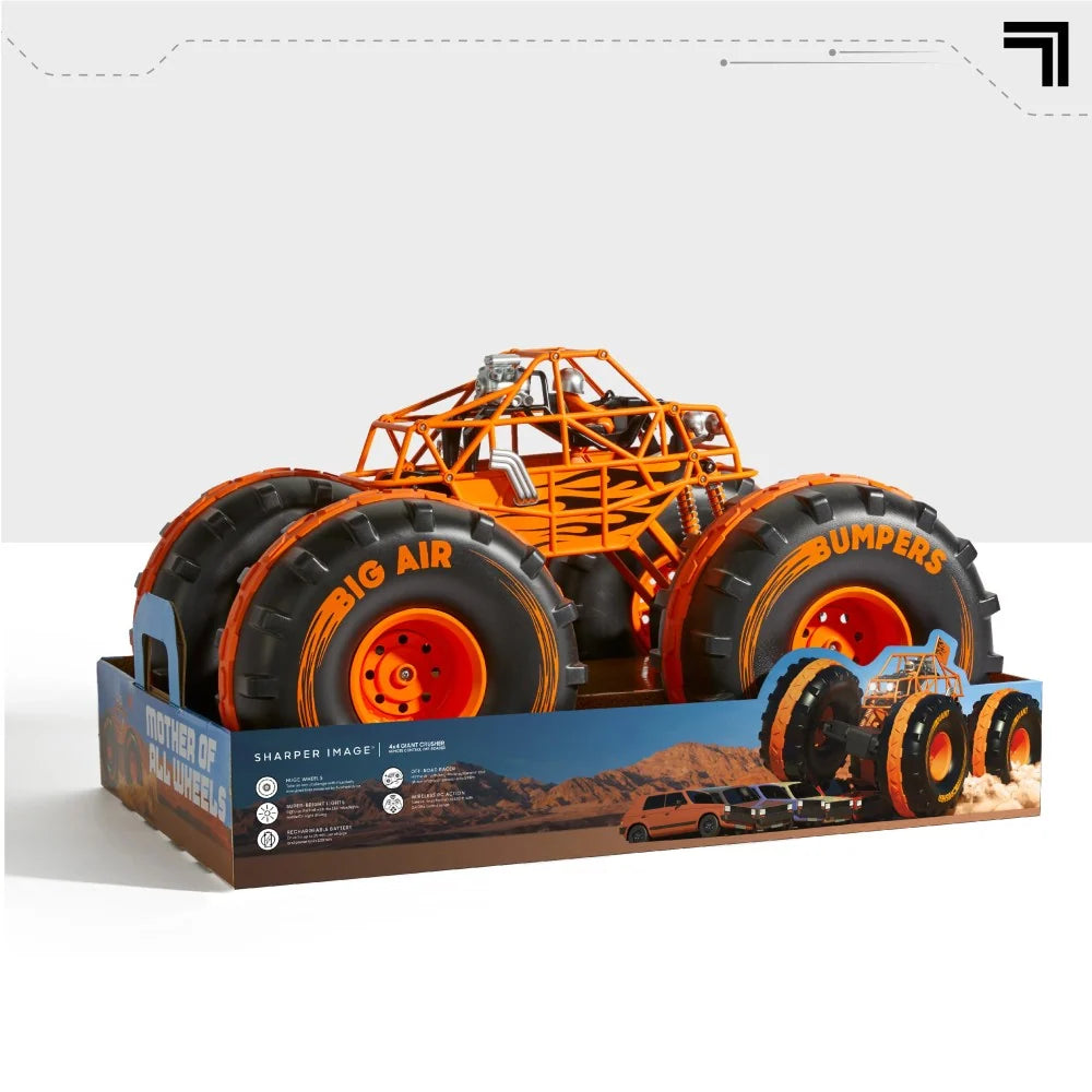 Sharper Image® 4×4 Giant Crusher Remote Control 4WD Truck. High-Speed Off-Road Monster Truck. Orange