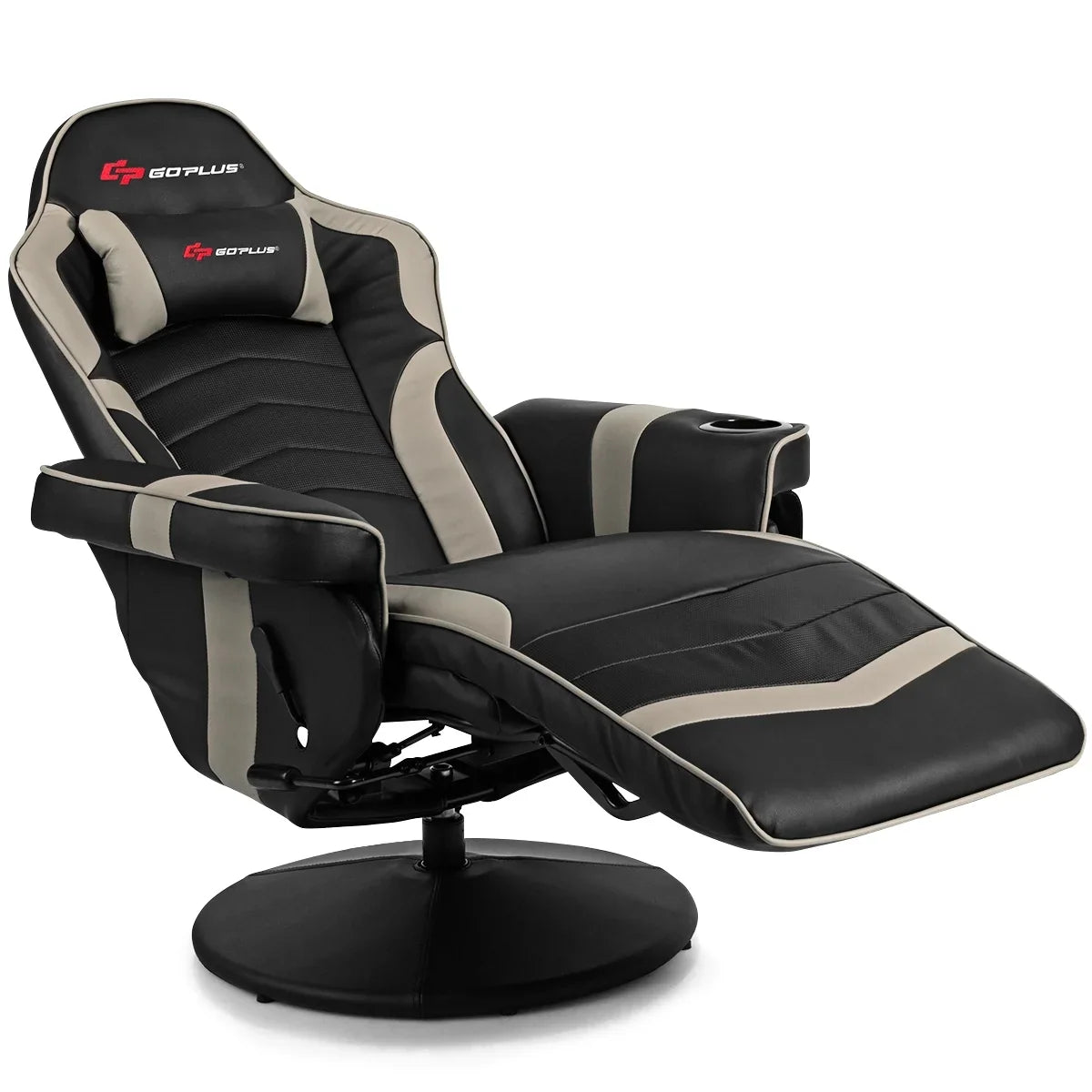Goplus Massage Gaming Recliner Reclining Racing Chair Swivel Black