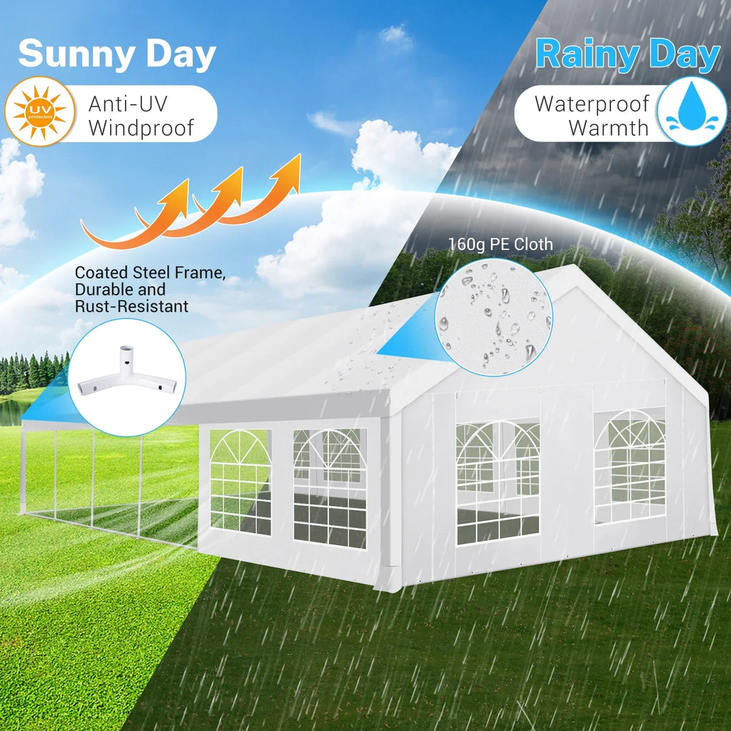 SANOPY 20x40ft Heavy Duty Party Tent, Outdoor Commercial Canopy with Removable Sidewalls, Gazebo Shelter for Wedding, Outdoor Carport Party Tent for Event, White