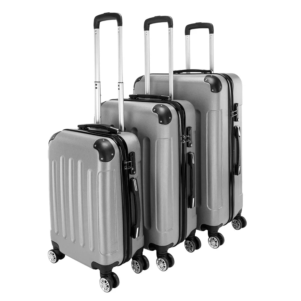 Red 3-Piece Hardshell Spinner Luggage Set (20in, 24in, 28in) - Large ABS Suitcase Set with 8 Wheels, Lightweight & Durable for Travel