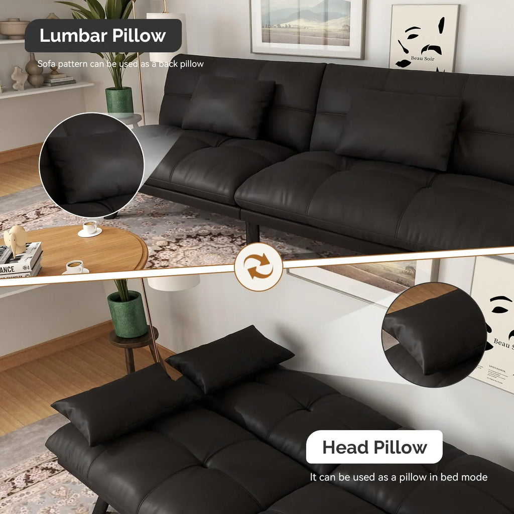 70"" Convertible Futon Sofa Bed Folding Bed Sleeper Couch for Living Room, Small Space or Office, Light Grey