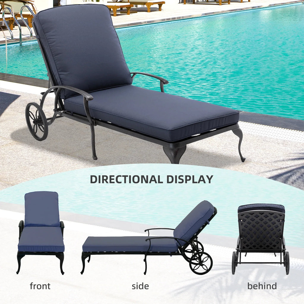 Homefun Aluminum Weatherproof Outdoor Chaise Lounge, Antique Bronze