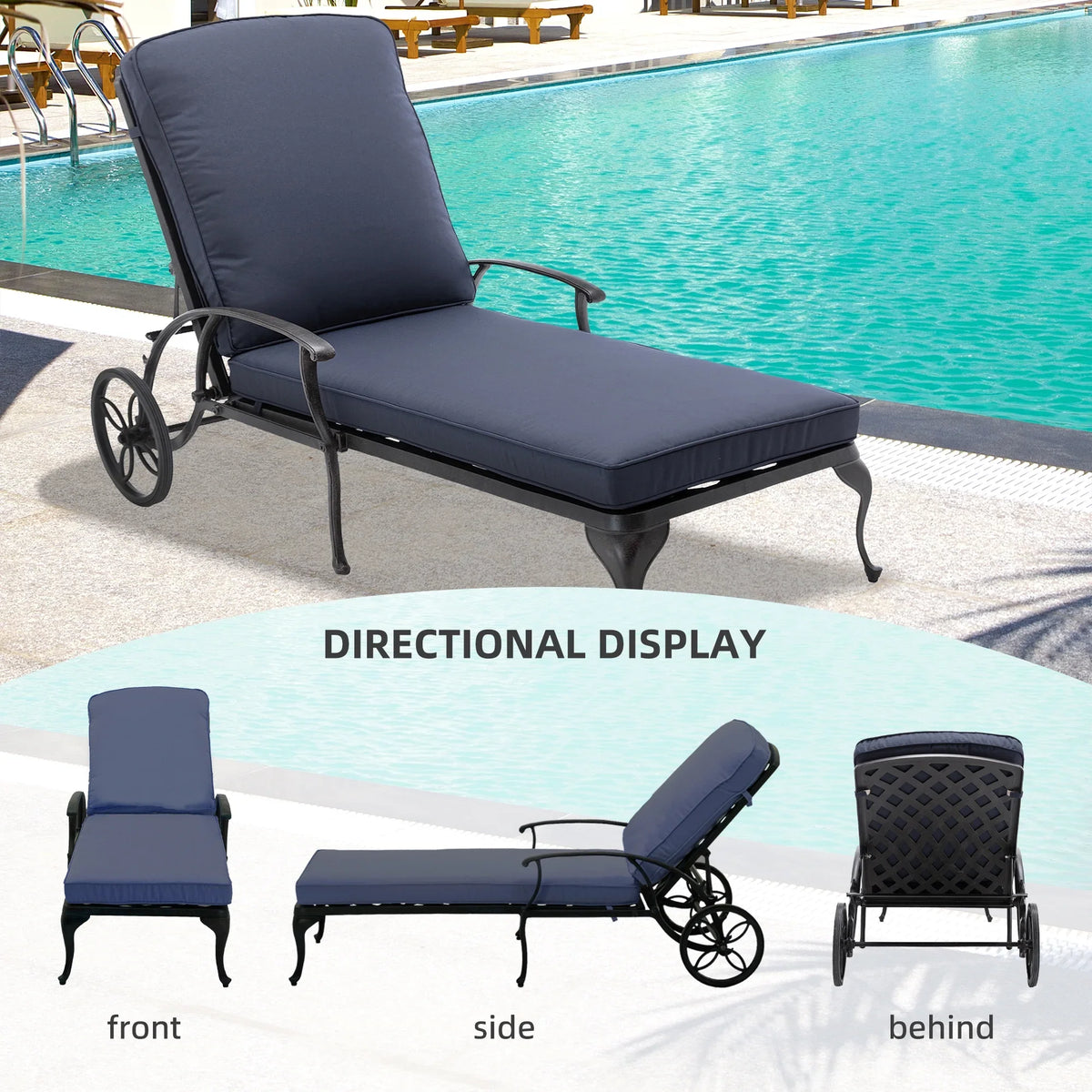 Homefun Aluminum Weatherproof Outdoor Chaise Lounge, Antique Bronze