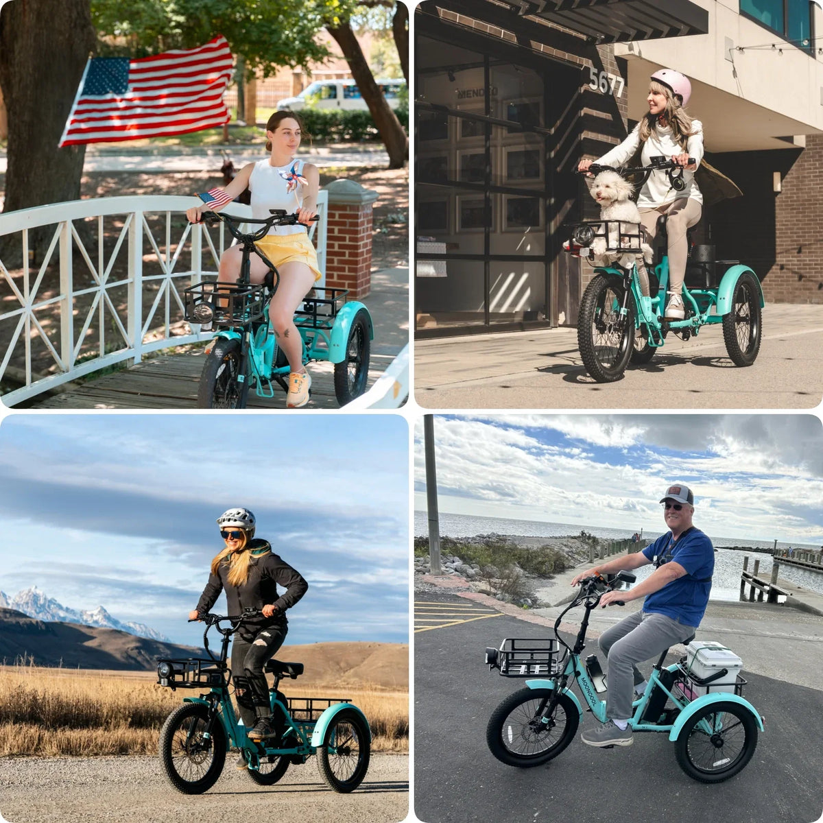 MOONCOOL TK1 Folding Electric Tricycle for Adults,48V 14.5Ah Removable battery, 500W"Peak 1000w"Motor, 20" Fat Tire Step-Thru 3Wheel Electric Bicycle w/Front&Rear Baskets, Certified to UL 2849 by SGS