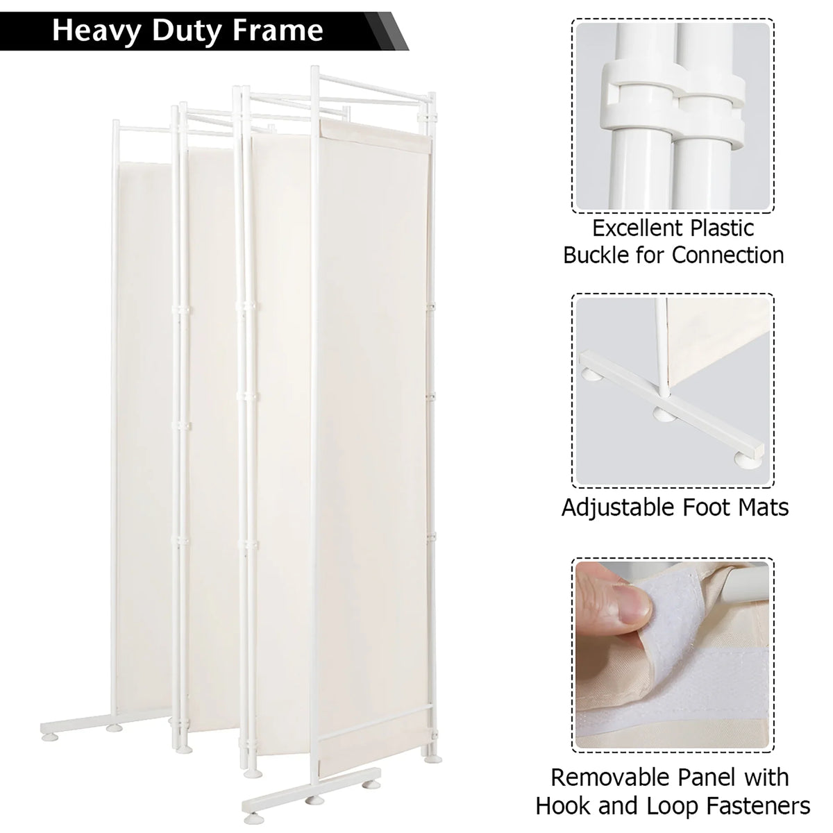 Costway 6-Panel Room Divider Folding Privacy Screen w/Steel Frame Decoration Brown