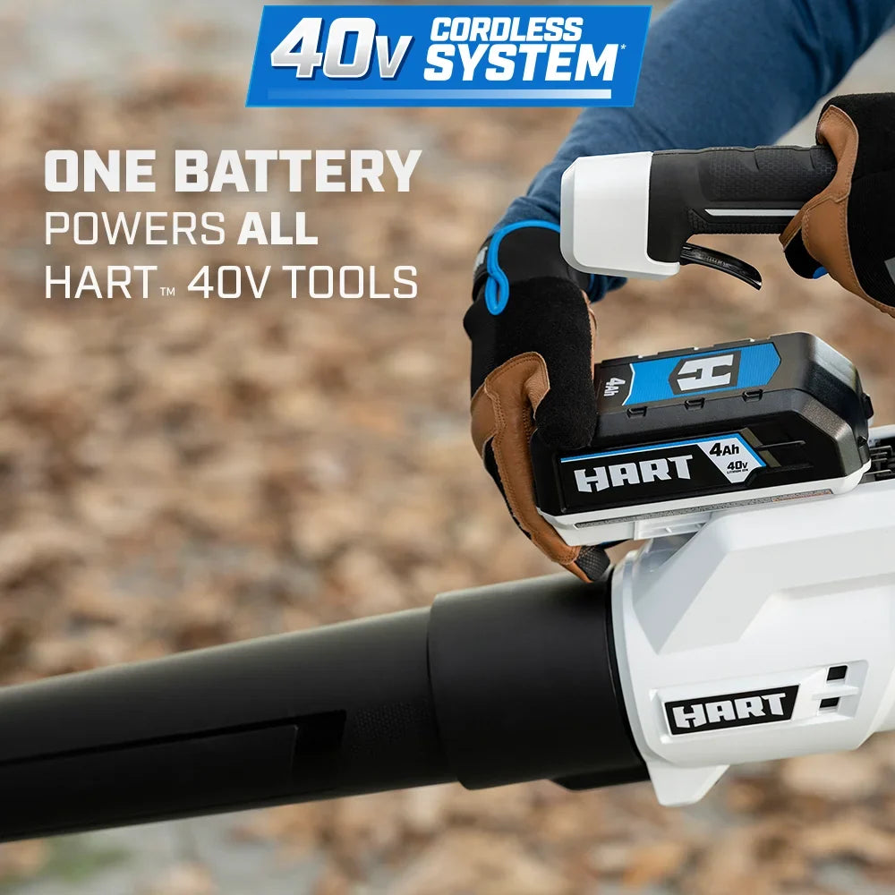 HART 40V 120 MPH at 450 CFM Cordless Axial Leaf Blower Kit, (1) 4.0Ah Lithium-Ion Battery