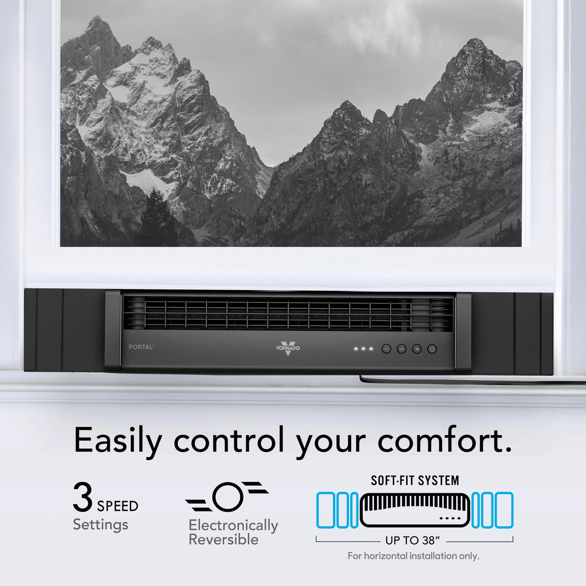 Vornado Portal Window Fan with 3 Speeds, Reversible Exhaust Mode, Weather Resistant, for Kitchen, Bedroom, Home