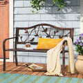 Alpha Joy 50" Outdoor Bench Metal Patio Garden Bench Slatted Seat for Lawn, Park, Porch, Backyard, Deck- Bronze