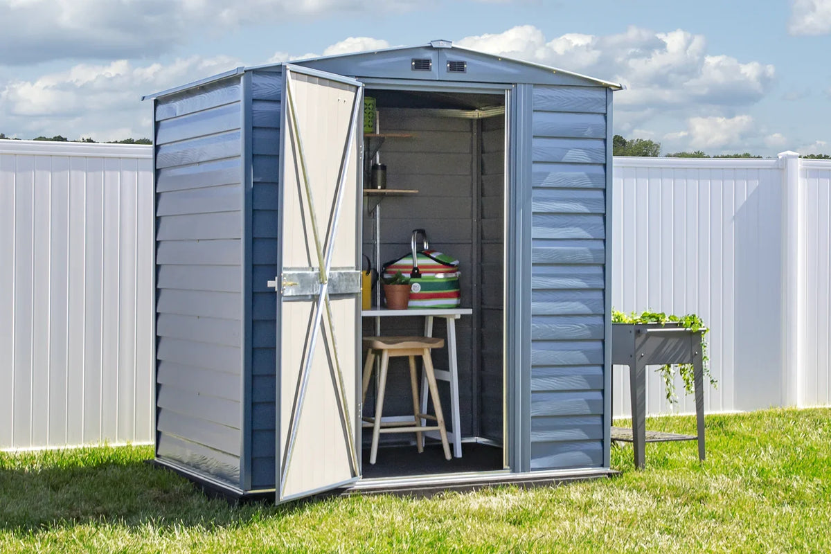 Arrow Select Steel Storage Shed Steel Storage Shed, 6x5, Charcoal