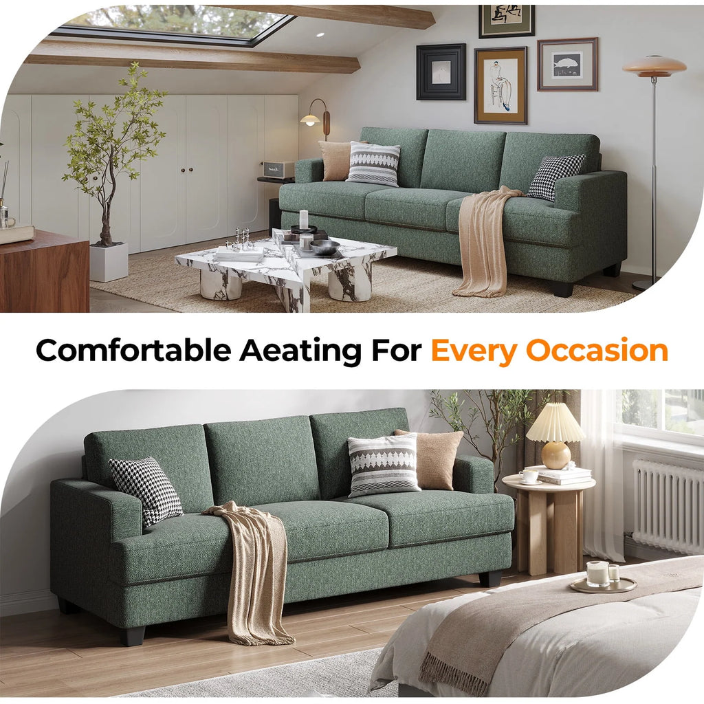 BLAZANT 3 Seater Sofa Oversize, 89" Extra Large Size Sofa Couch with Extra Deep Seats, Modern Loveseat Sofa, Comfortable Fabric, Easy to Install, for Living Room Apartment Lounge, Brown